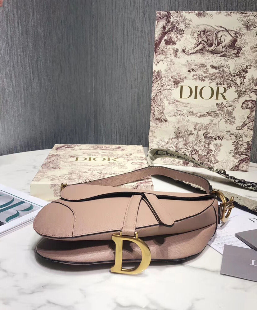 Christian Dior Saddle Bag Leather Light Pink